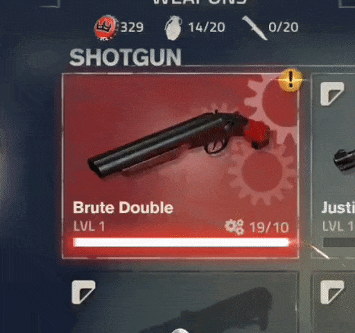 Into the Dead 2 shotgun Brute Double ready for level up UI Animation