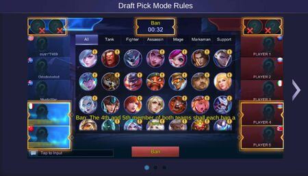 Mobile Legends Draft ban phase