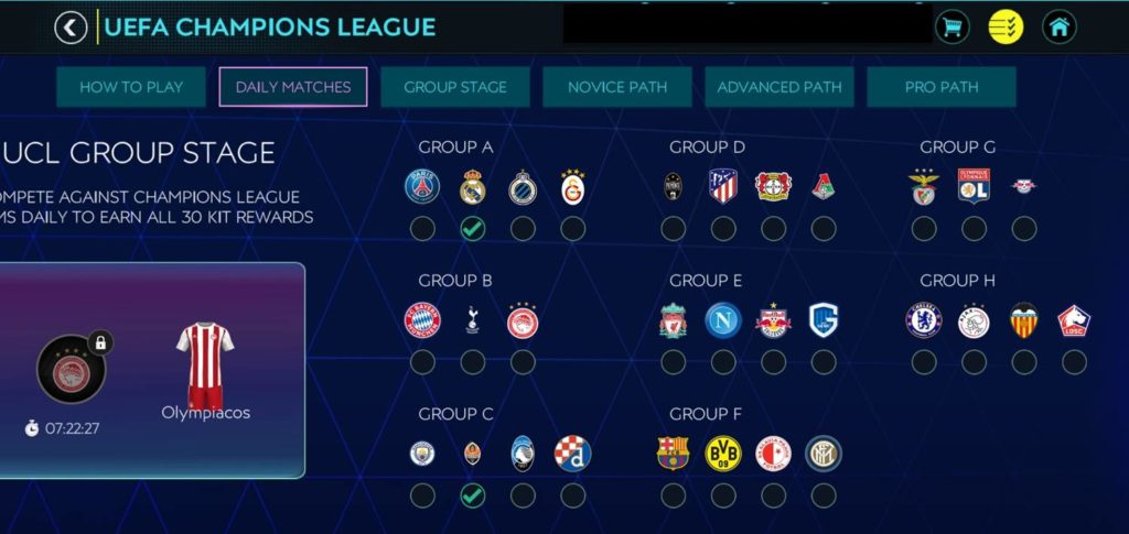 Fifa Mobile UCL Group Stage