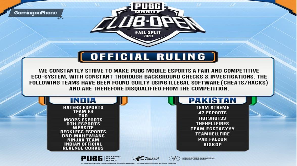 Pmco Fall Split 11 Indian 8 Pakistani Teams Are Disqualified For Cheating