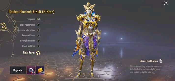 PUBG Mobile Golden Pharaoh X suit upgrade