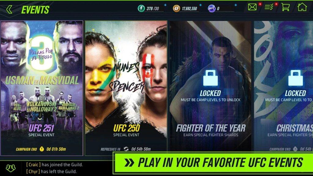 UFC Mobile Beta Events