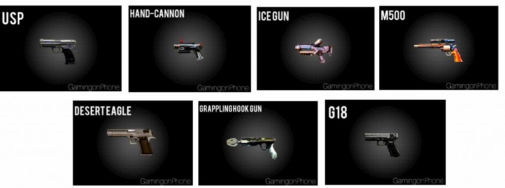 list of all different types of guns