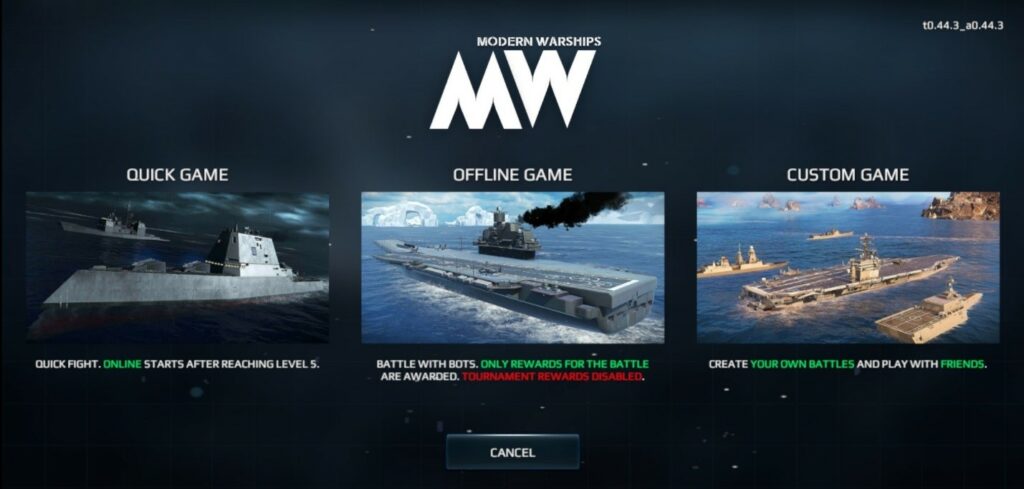 Modern Warships: Sea Battle Online modes