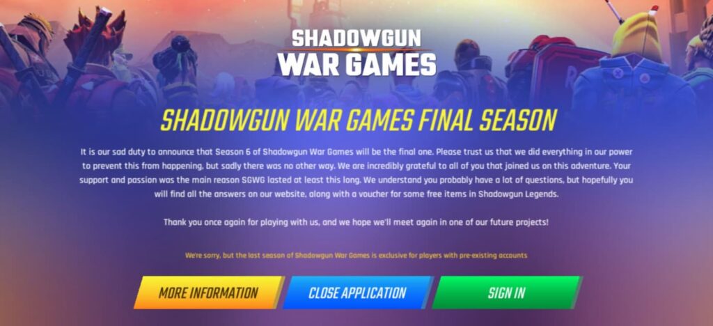 shadowgun war games shut down