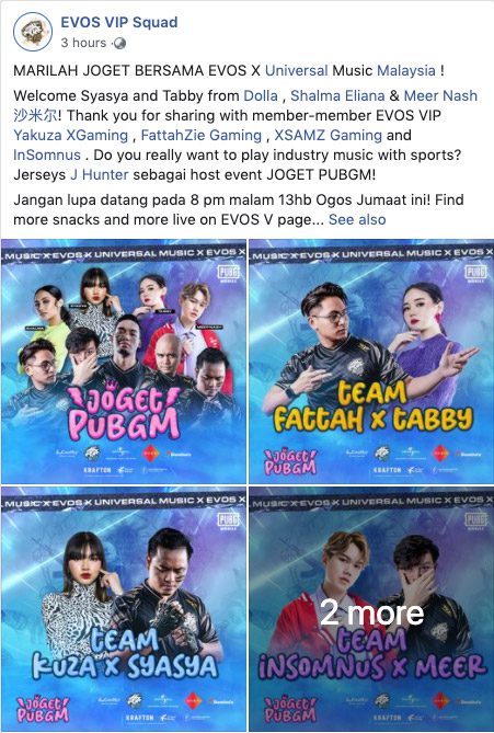 EVOS VIP squad facebook post