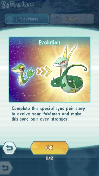 Evolving a Pokémon in Pokemon Masters EX