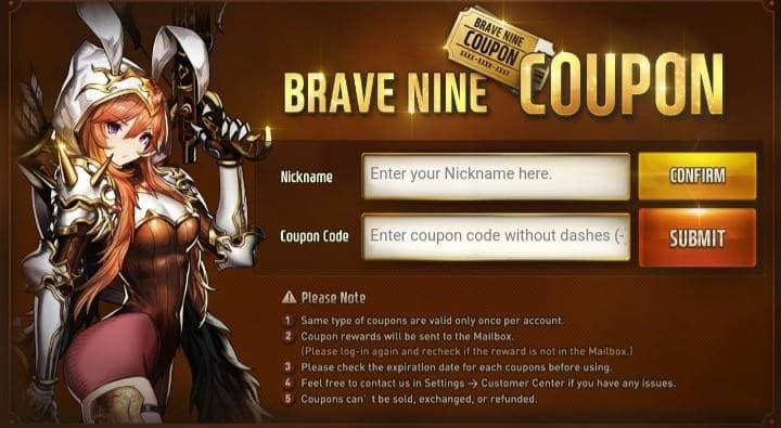 brave nine iOS code redeem center