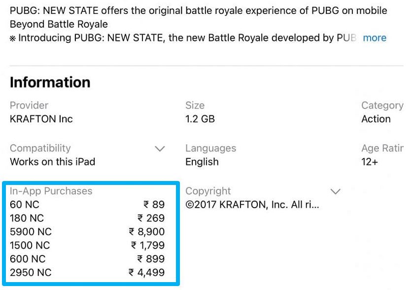 PUBG New state NC prices, PUBG New state leaks