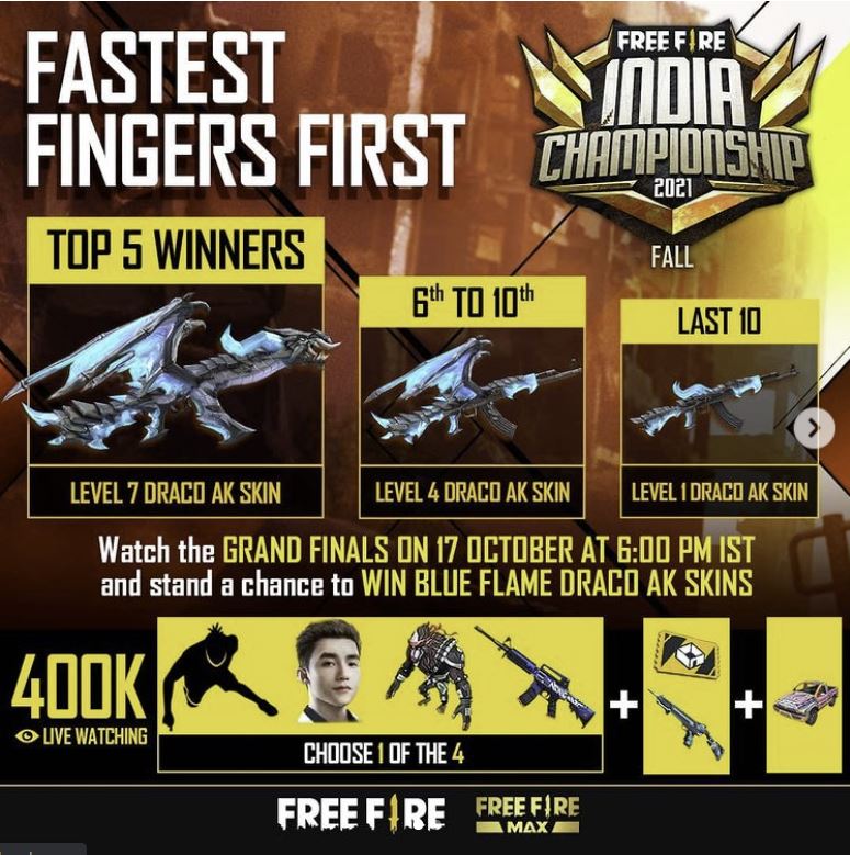 Free Fire India Championship 2021 Fall Fastet Finger First