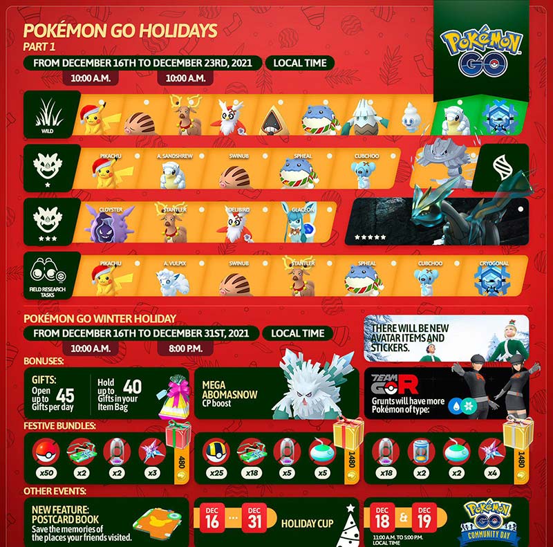 Pokemon Go Winter Holidays Event 2021 Schedule Winter Events New Avatars And More