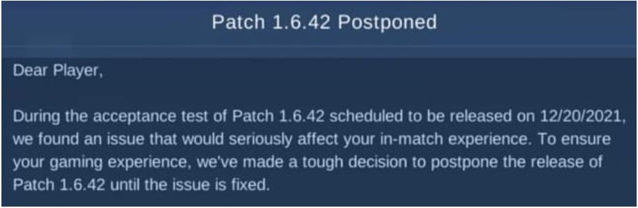 Mobile Legends Patch 1.6.42 Update postponed: Announcement via in-game mail