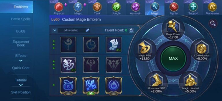 emblem build setup chang e Mobile Legends Chang'e Guide