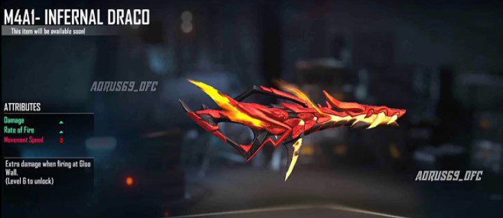 Free Fire Red Draco M4A1