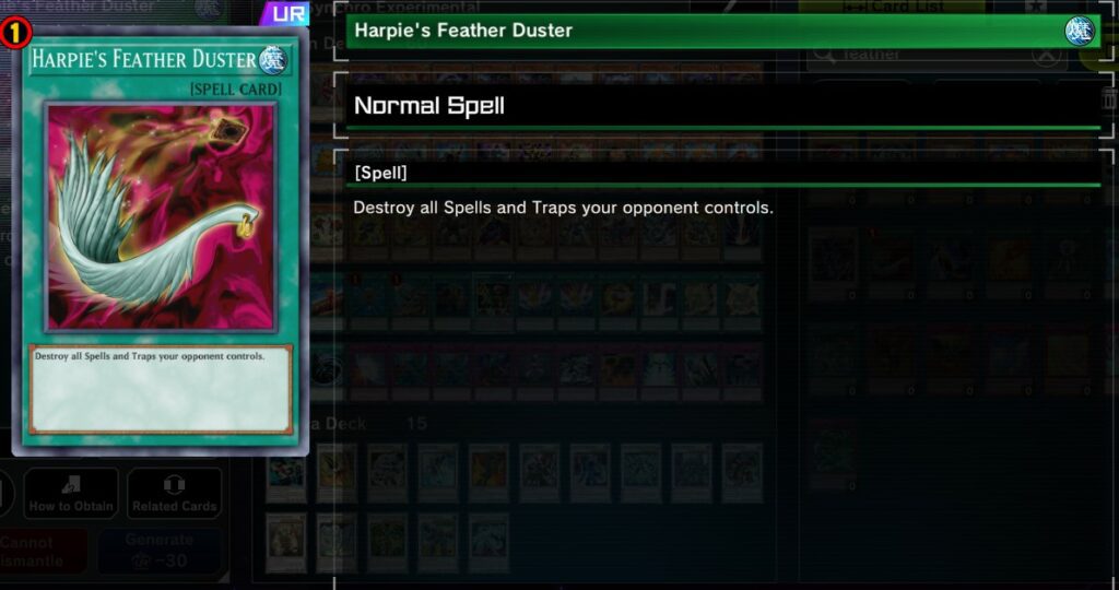 Harpie’s feather duster Yu-Gi-Oh Master Duel spells