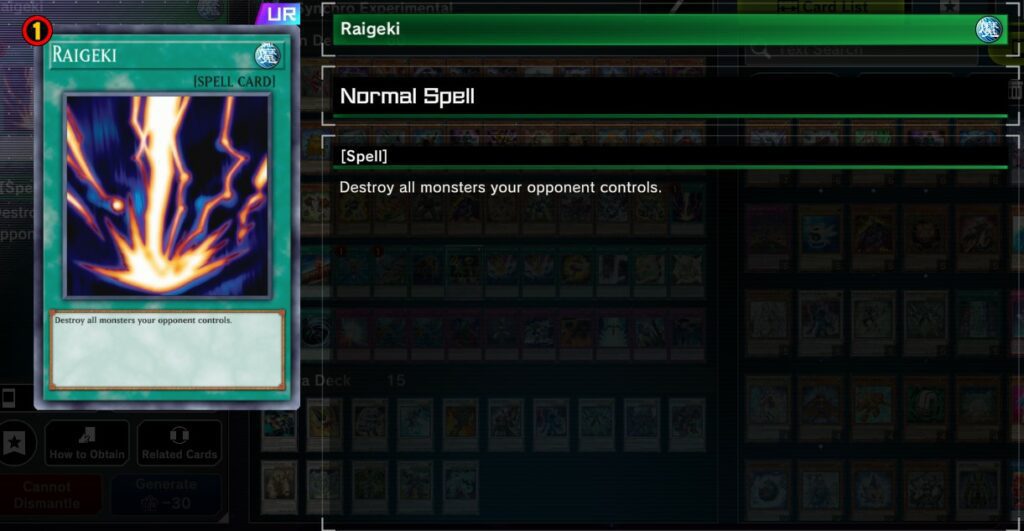 Raigeki Yu-Gi-Oh Master Duel spells
