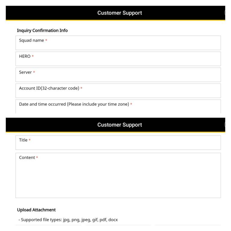Customer Support Form