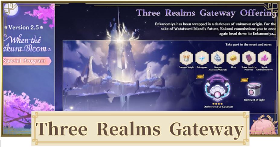 Genshin Impact Three Realms Gateway Offering Event