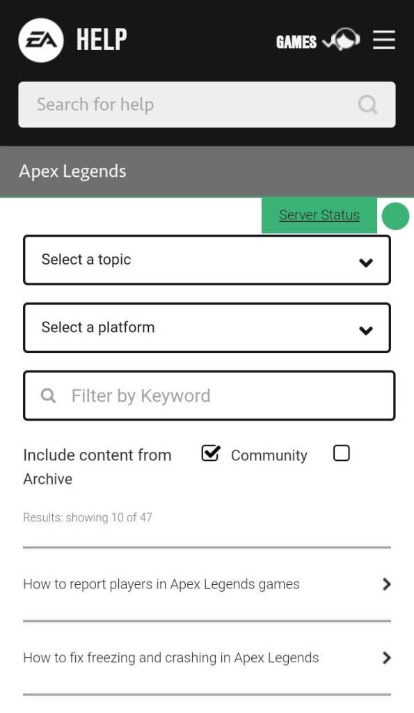Apex legends contact customer support
