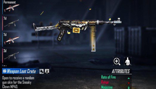 Sneaky Clown MP40 Free Fire MP40 gun skins