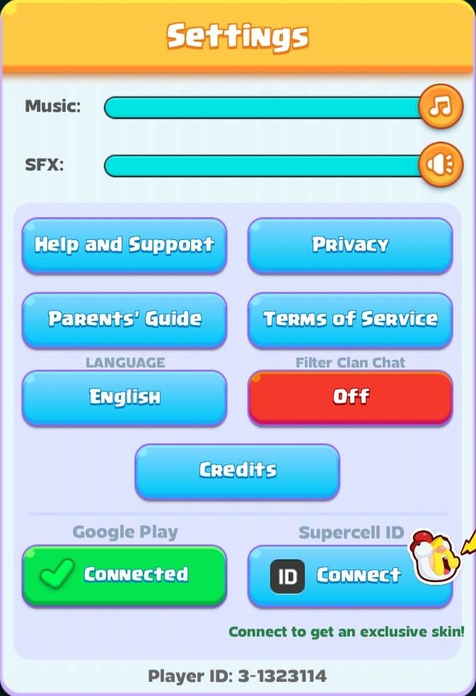 clash mini customer support settings