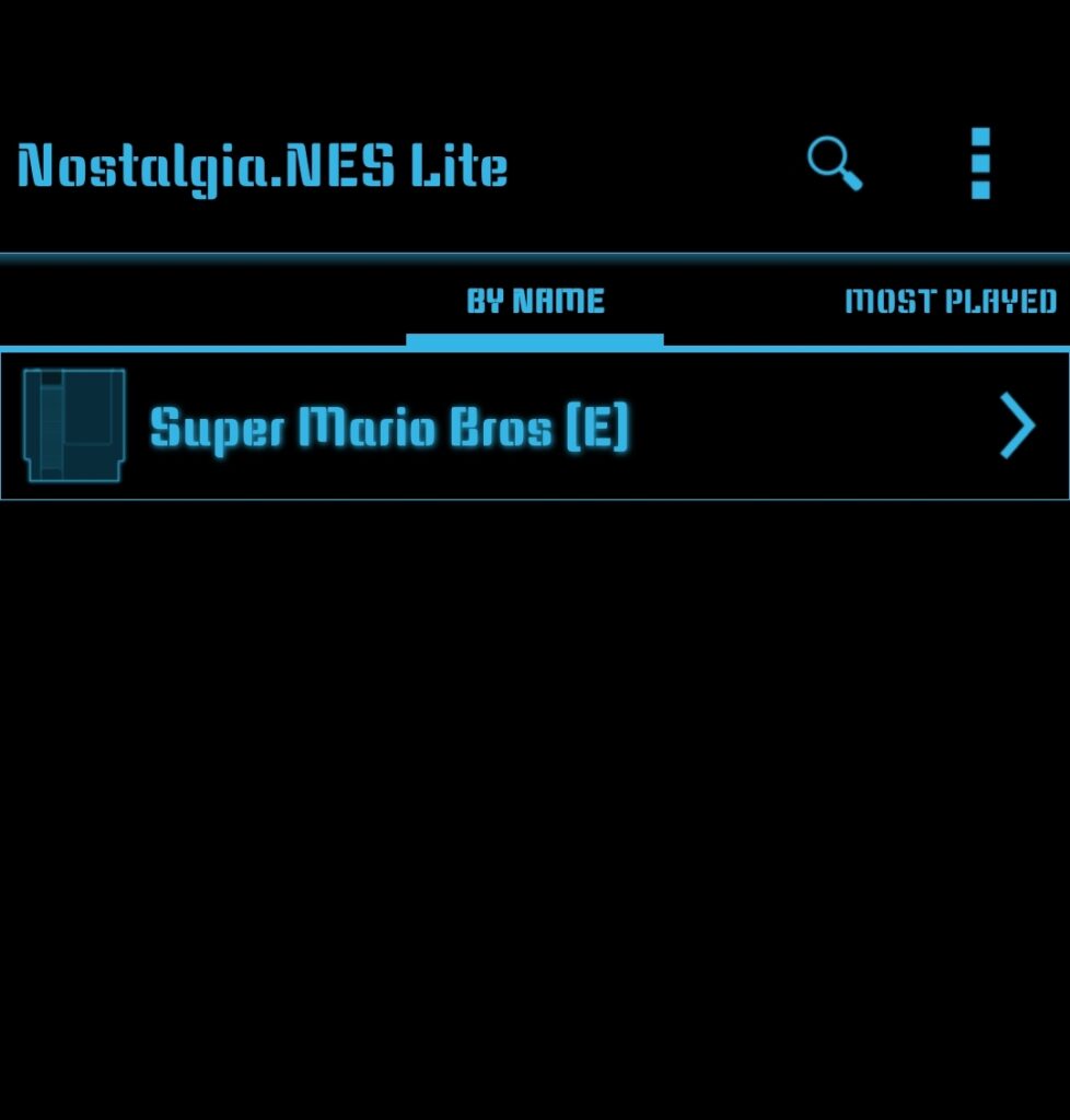 Android NES Emulator: App main menu