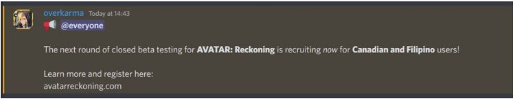 Avatar: Reckoning second closed beta test discord
