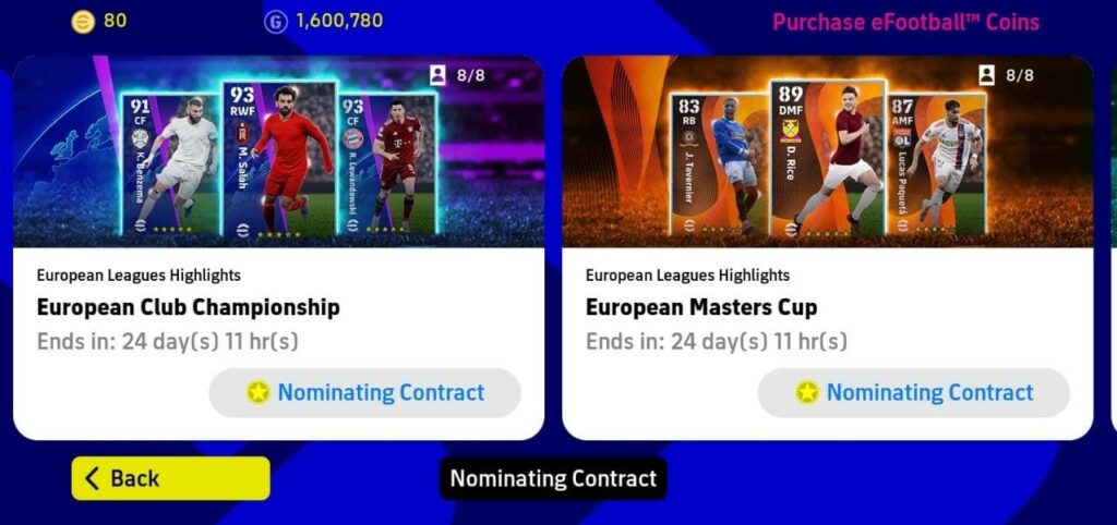  use Nominating Contracts eFootball 2022 Nominating Contracts