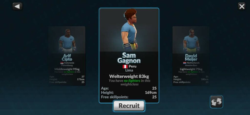 MMA Manager 2: Recruit fighter options