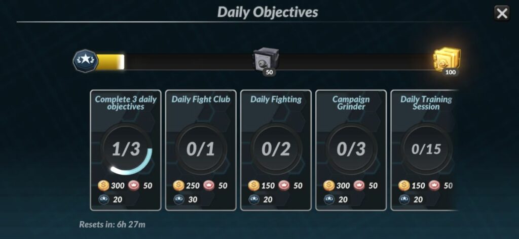 MMA Manager 2: Daily objectives