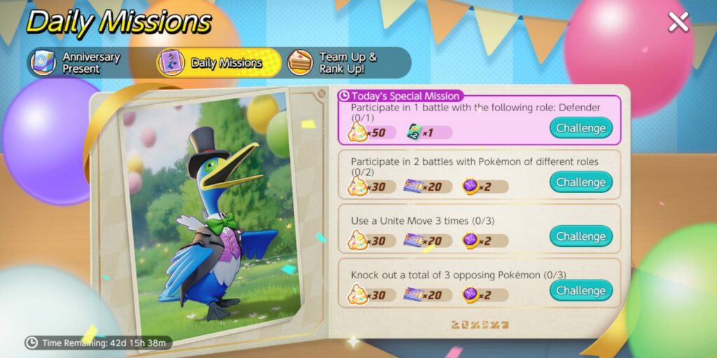 Pokémon Unite Anniversary Cake Event Challenge missions