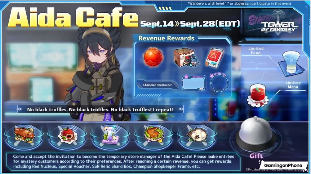 How to get max points at Aida Cafe in Tower of Fantasy