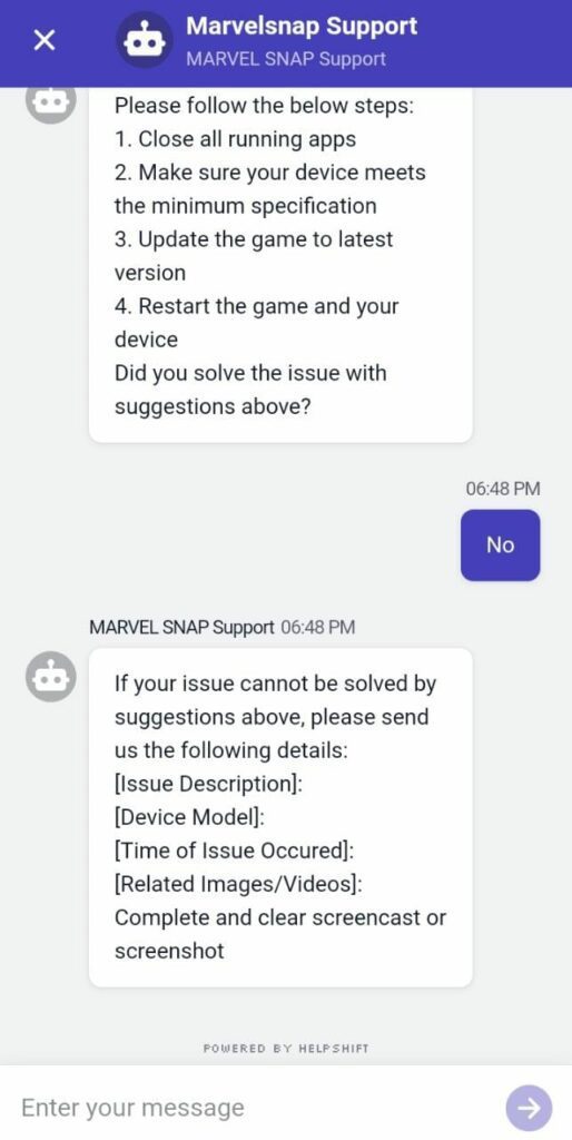 Marvel Snap Chat Support