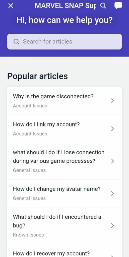 Marvel Snap Help Articles
