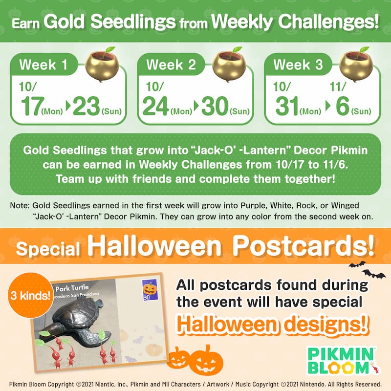 Pikmin Bloom Halloween event 2022 weekly challenges
