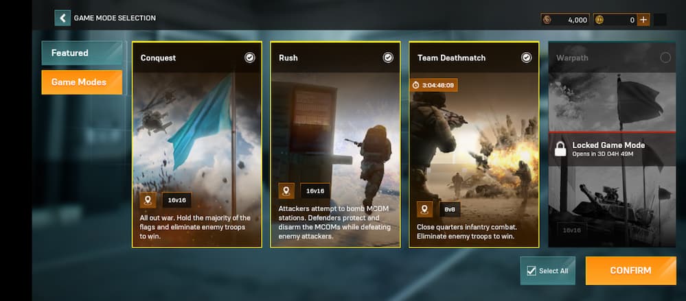Battlefield Mobile primary game modes