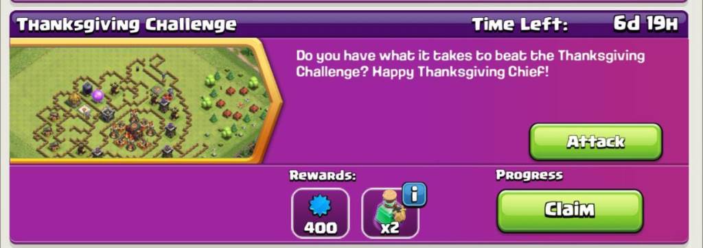 Clash of Clans Thanksgiving Challenge