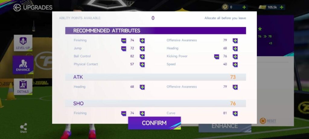 Total Football Player Enhancement Attributes