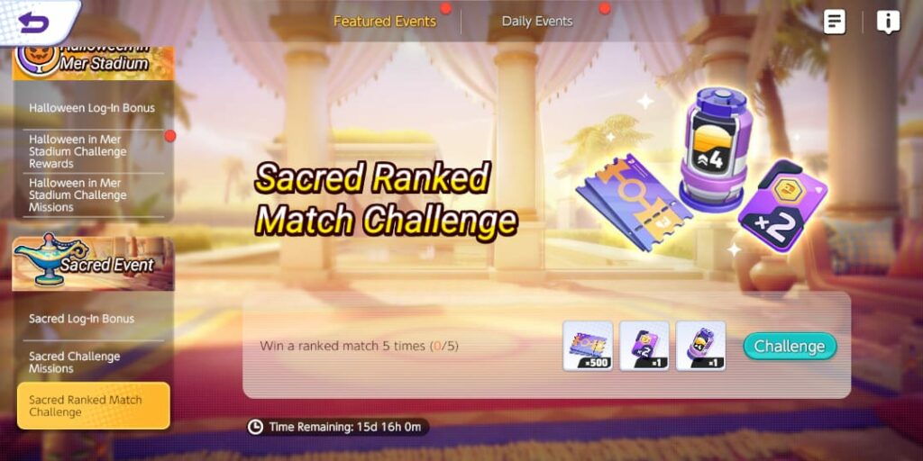 Sacred Event Ranked Match Challenge