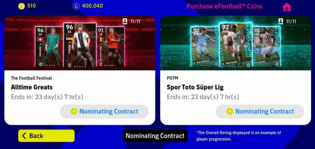 eFootball 2023 Nominating Contract Packs