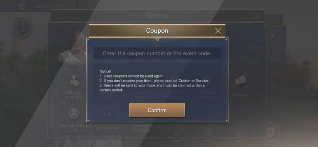 Civilization Reign of Power Redeem Code section