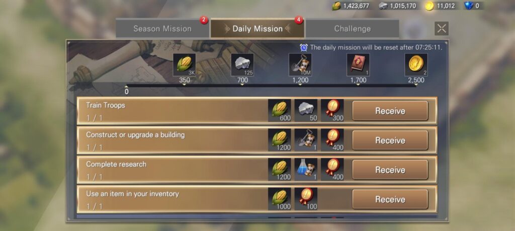 Civilization Reign of Power Resources Daily missions
