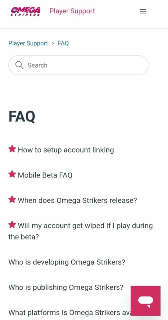 Omega Strikers FAQ section