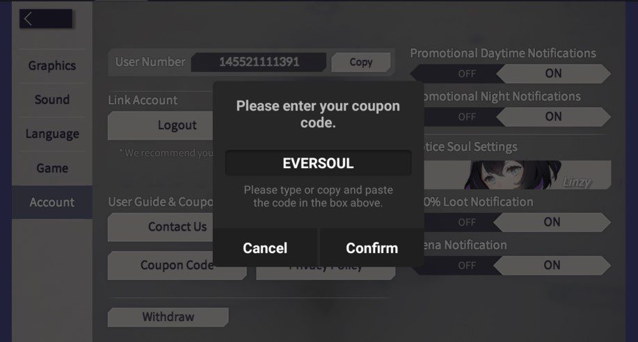 Eversoul free codes
