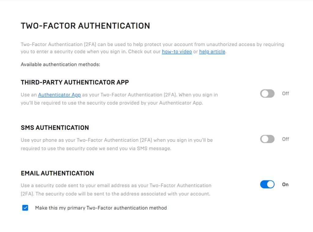 Fortnite 2 factor authentication, Fortnite