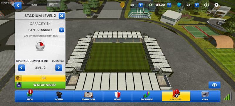 Stadium upgrades in Ultimate Soccer League: Rivals