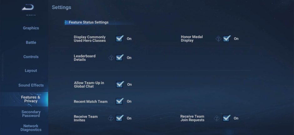 Honor of Kings hide Profile stats and match history