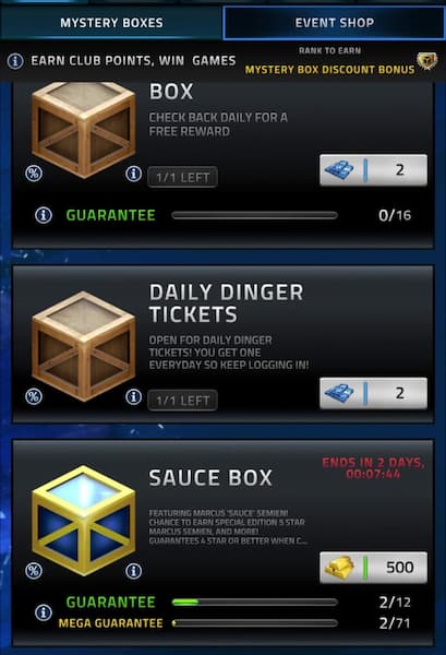 Mystery Boxes in MLB Tap