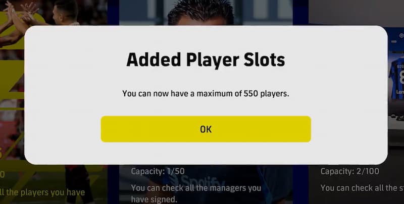 player slots in eFootball version 2.5.0