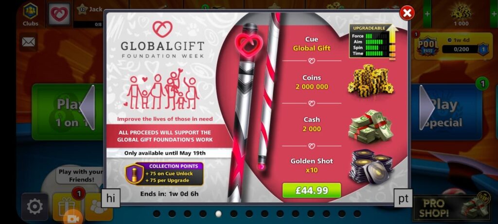 8 Ball Pool is hosting a virtual charity fundraising event with the Global Gift Foundation - GamingOnPhone (Picture 3)